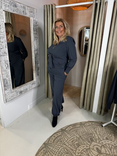Mi Piace Travelstof Blouse Knotted 202898 Anthrasite