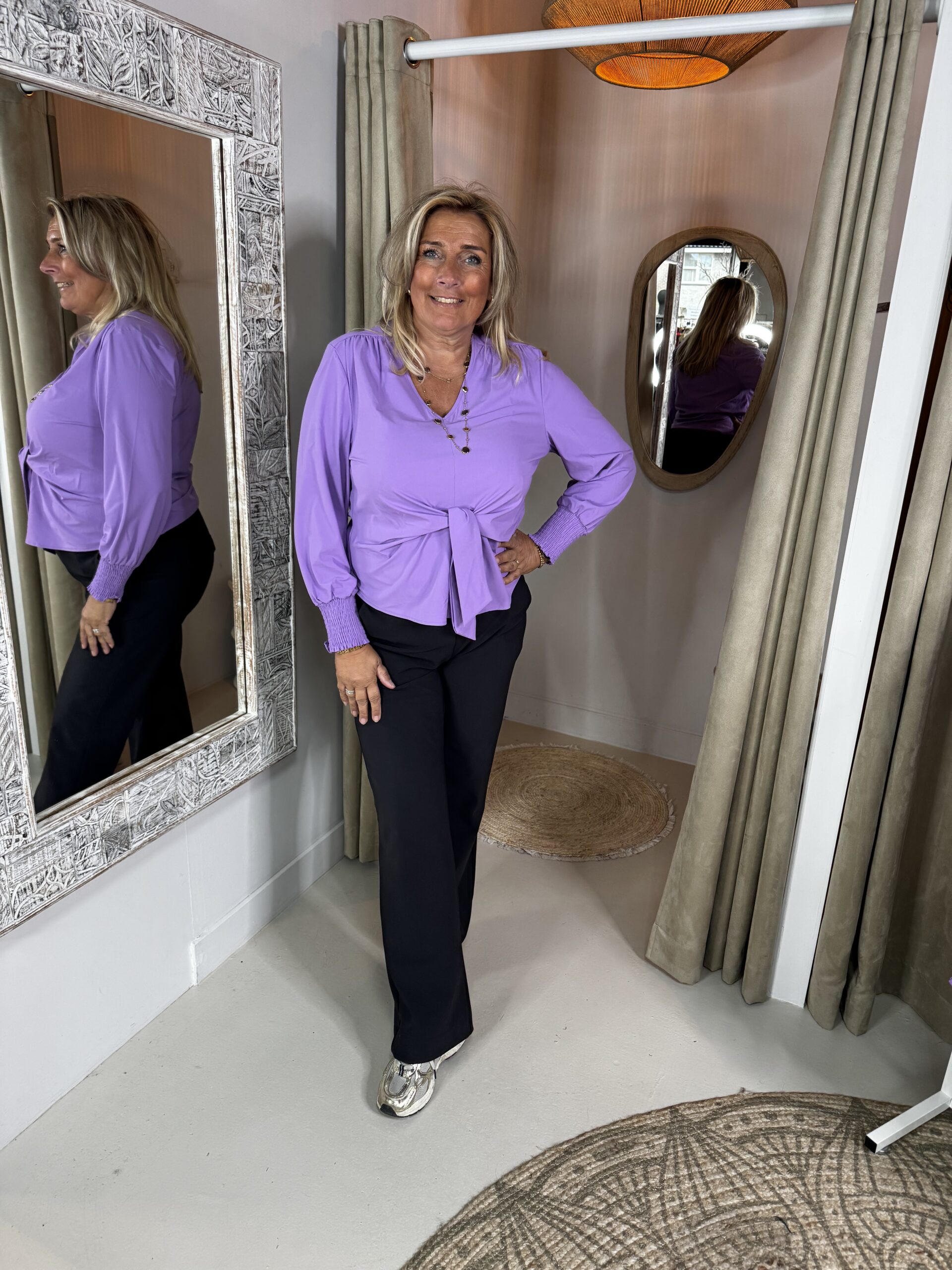Mi Piace Travelstof Blouse Knotted 202898 Hyacinth