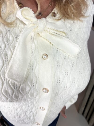 Mi Piace Ajour Vest 202857 Off-White via villaggio