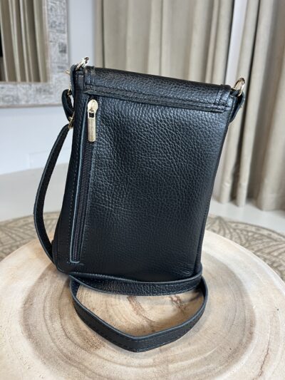 Leren Tas Horsebit Viv Zwart
