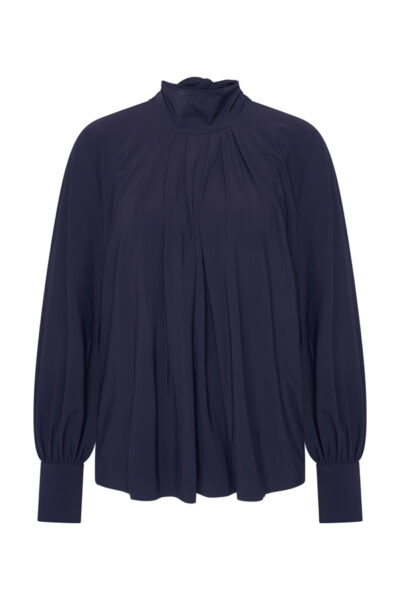 Mi Piace Travelstof Blouse Bow 202774 Donker Blauw via villaggio