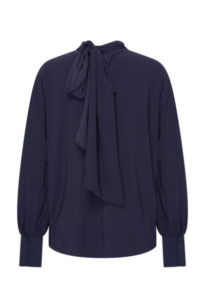 Mi Piace Travelstof Blouse Bow 202774 Donker Blauw