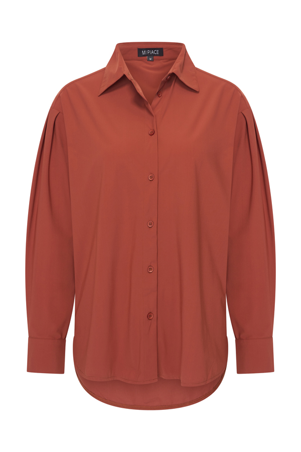 Mi Piace Losse Travelstof Blouse 202863 Fired Brique via villaggio