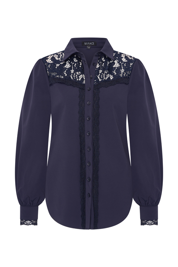 Mi Piace Travelstof Blouse 202872 Donker Blauw via villaggio