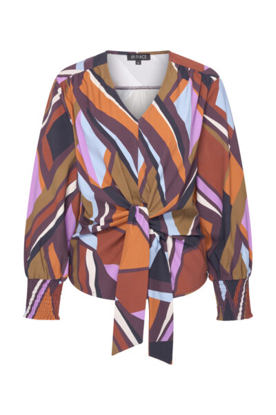 Mi Piace Travelstof Blouse Knotted 202898 Fusion Print via villaggio